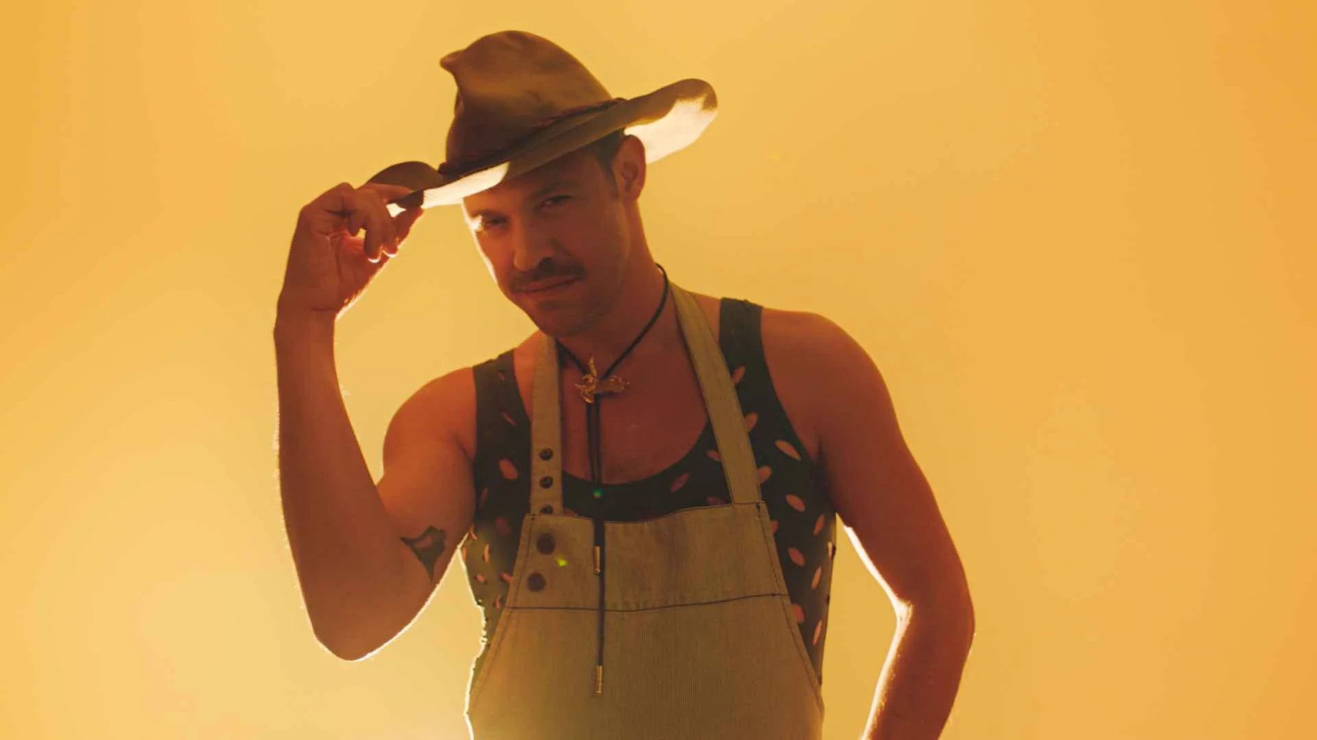 Will Young dressed as a semi-sexy cowboy for some reason... I'm confused by this picture so much