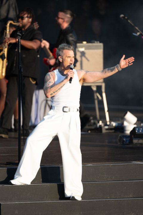 Robbie Williams performs on stage at BST Hyde Park