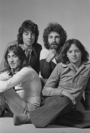 English rock band 10cc, 1974. Clockwise, from front left: Lol Creme, Graham Gouldman, Kevin Godley and Eric Stewart. (Photo by Michael Putland/Getty Images)